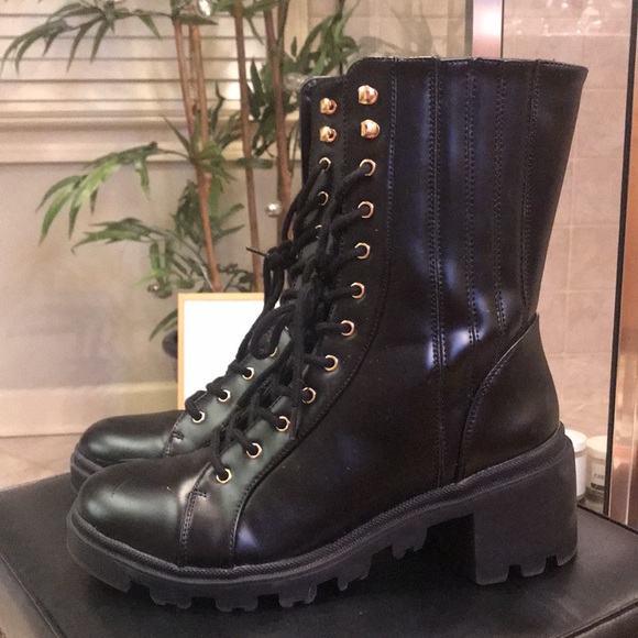 JUSTFAB Mid-Calf Zip Lug Sole Combat Boot - Picture 4 of 7